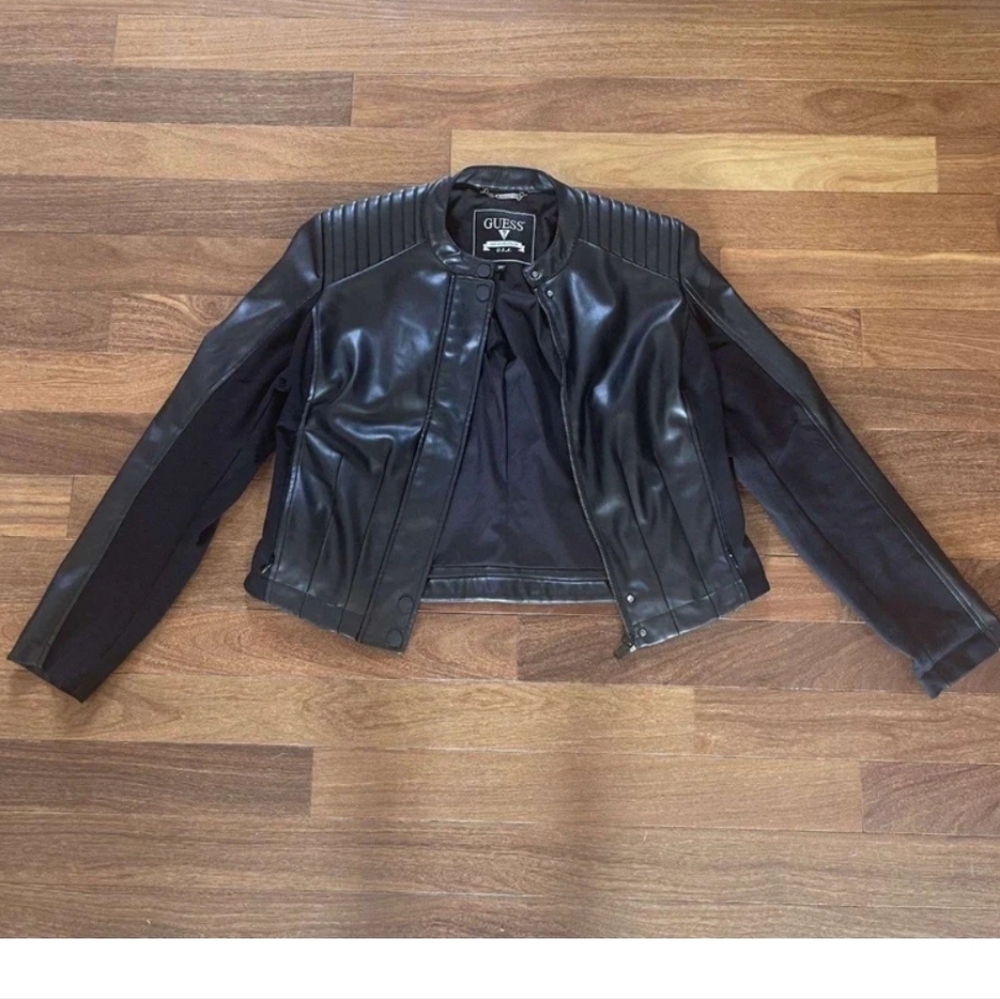 Guess black leather jacket